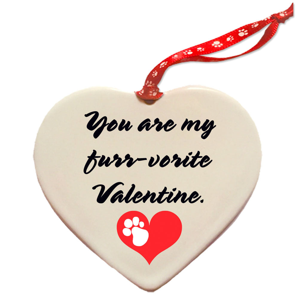 Golden Retriever Porcelain Valentine’s Day Heart Ornament Double-Sided - Pipsqueakproductions