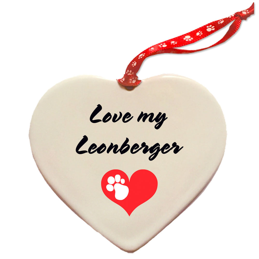 Leonberger Porcelain Valentine’s Day Heart Ornament Pet Gift - Pipsqueakproductions