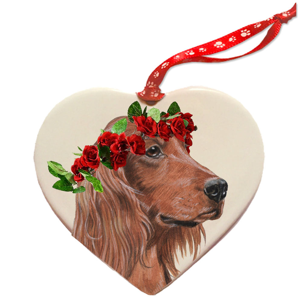 Irish Setter Porcelain Valentine’s Day Heart Ornament Pet Gift - Pipsqueakproductions