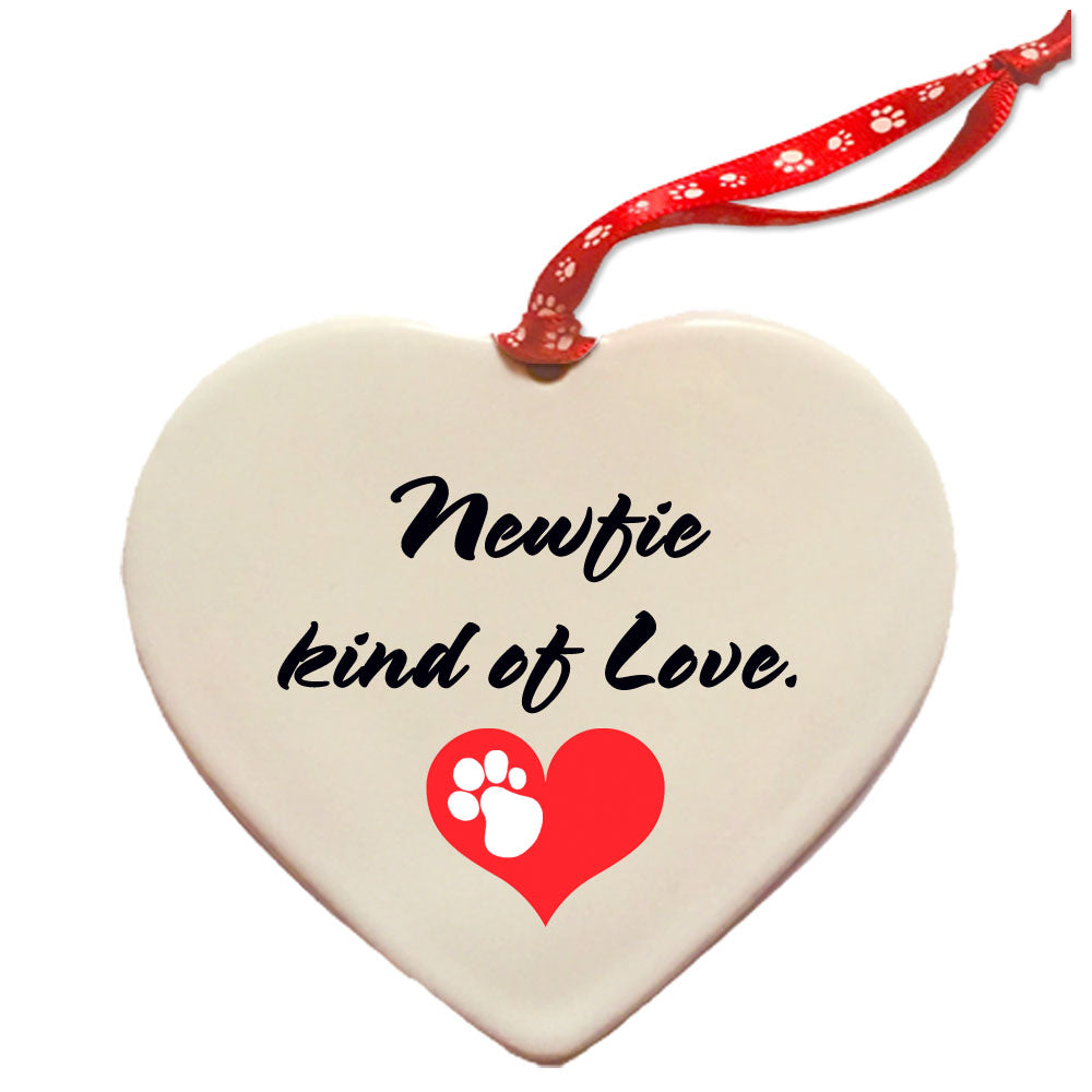 Newfoundland Newfie Dog Porcelain Valentine’s Day Heart Ornament Pet Gift - Pipsqueakproductions