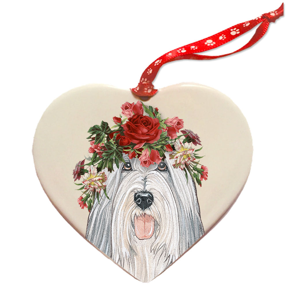 Bearded Collie Porcelain Valentine’s Day Heart Ornament Pet Gift - Pipsqueakproductions