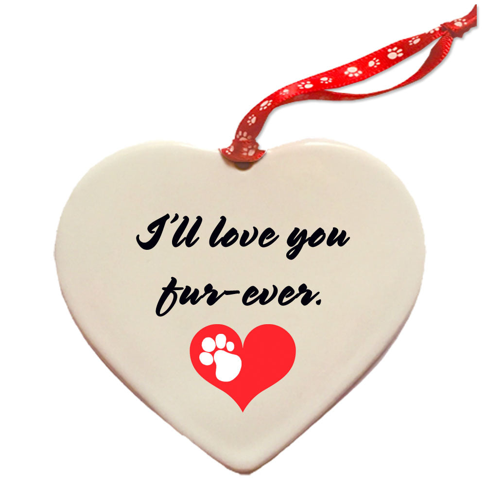 Bearded Collie Porcelain Valentine’s Day Heart Ornament Pet Gift - Pipsqueakproductions