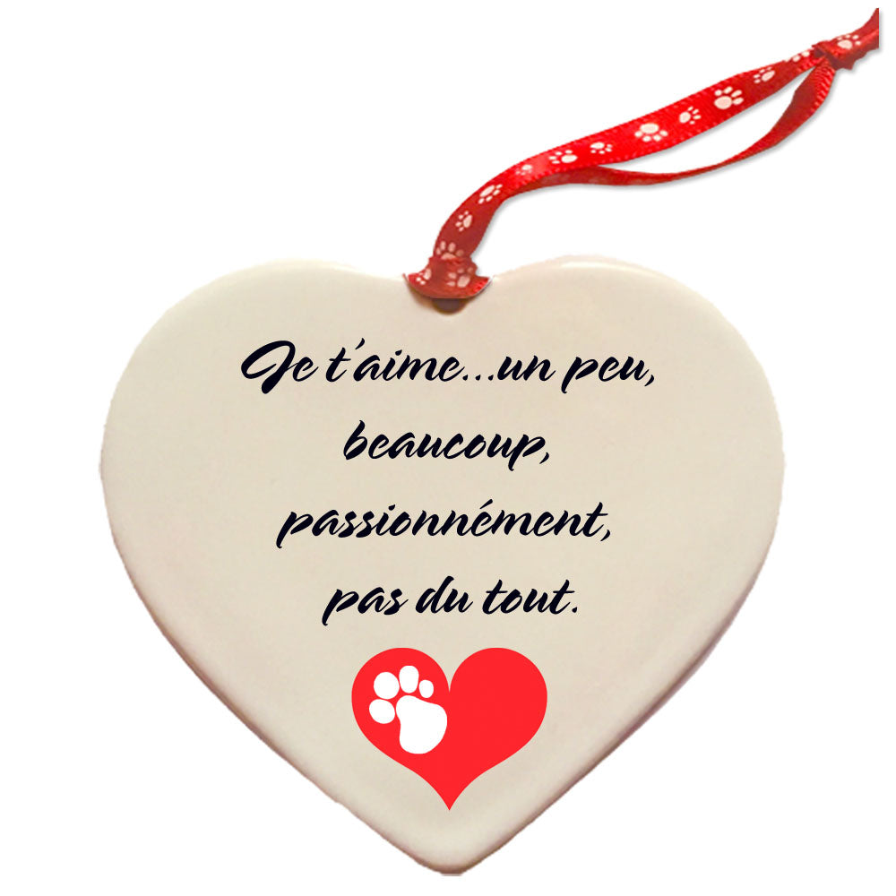 French Bulldog Porcelain Valentine’s Day Heart Ornament Double-Sided - Pipsqueakproductions