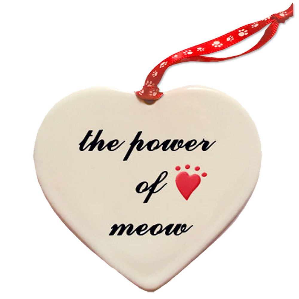 Black Cat Porcelain Heart Ornament Double-Sided - Pipsqueakproductions
