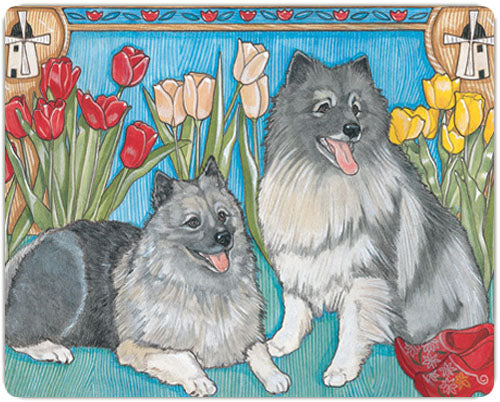 Keeshond Cutting Board Tempered Glass, Pet Placemat, 11.5" x 15.5" - Pipsqueakproductions