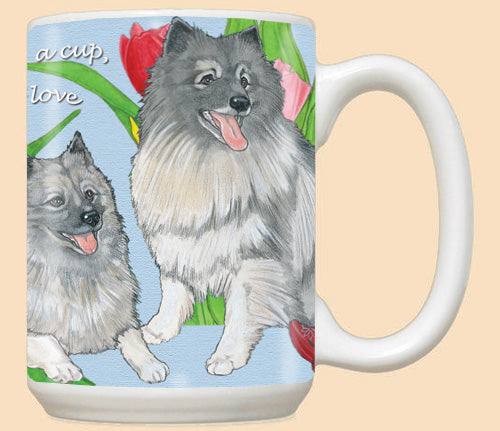 Keeshond Ceramic Coffee Mug Tea Cup 15 oz - Pipsqueakproductions