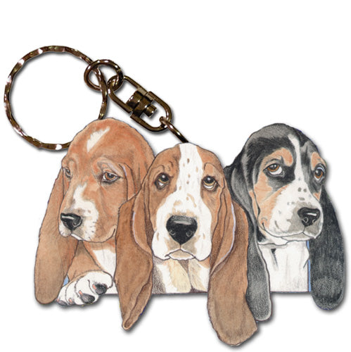 Basset Hound Keychain, Souvenir Key Holder, Dog Charm Tag, Pet Key Rings, Craft Ornaments, Wooden Die-Cut - Pipsqueakproductions