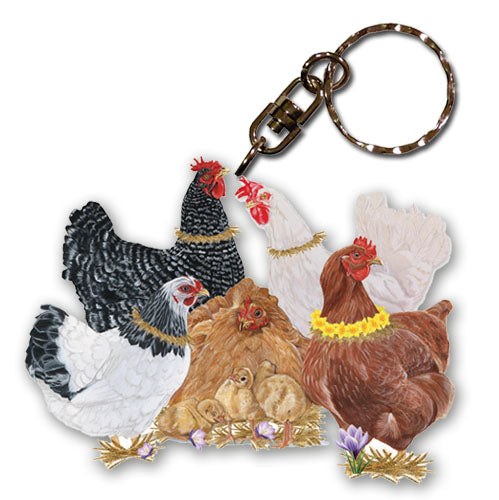Chicken Group Keychain Wooden - Pipsqueakproductions