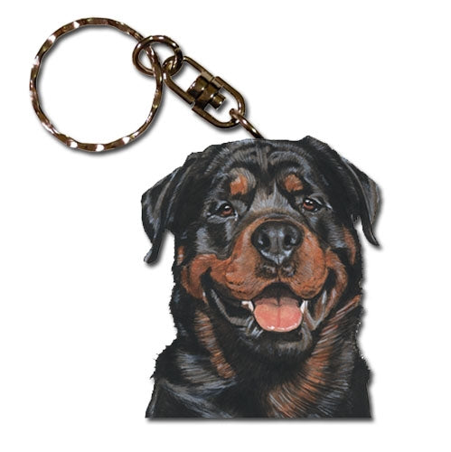Rottweiler Rottie Dog Keychain Wooden - Pipsqueakproductions