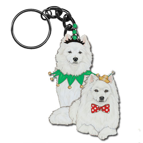 American Eskimo Keychain, Souvenir Key Holder, Dog Charm Tag, Pet Key Rings Craft Ornaments, Wooden Die-Cut - Pipsqueakproductions