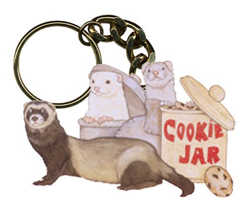Ferret Cookie Jar Keychain Wooden - Pipsqueakproductions
