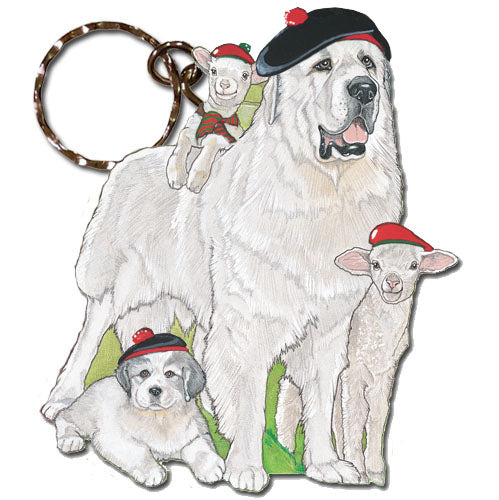 Great Pyrenees Keychain Wooden - Pipsqueakproductions