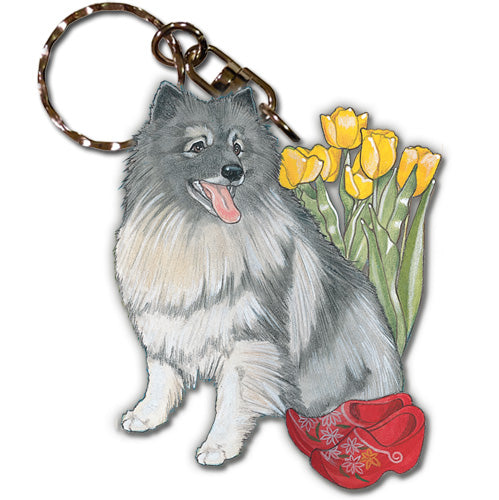 Keeshond Keychain Wooden - Pipsqueakproductions