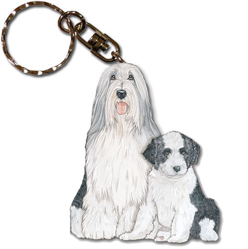 Bearded Collie Keychain, Souvenir Key Holder, Wooden Die-Cut, Dog Charm Tag, Pet Key Rings, Craft Ornaments - Pipsqueakproductions