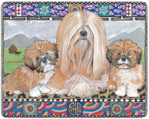 Lhasa Apso Cutting Board Tempered Glass, Pet Placemat, 11.5" x 15.5" - Pipsqueakproductions