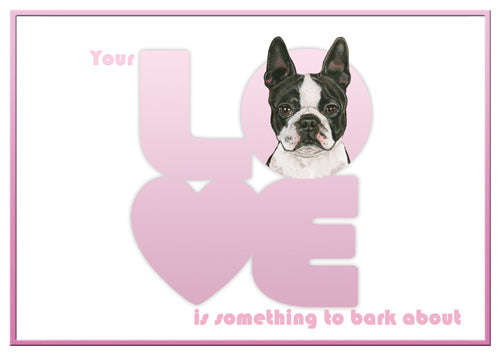Boston Terrier Love Note Cards Set of 10 cards & 10 envelopes - Pipsqueakproductions
