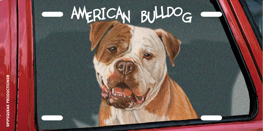 American Bulldog License Plate, Car Accessory, Auto Tag, Bedroom Sign, Fun Dog Lover Gift