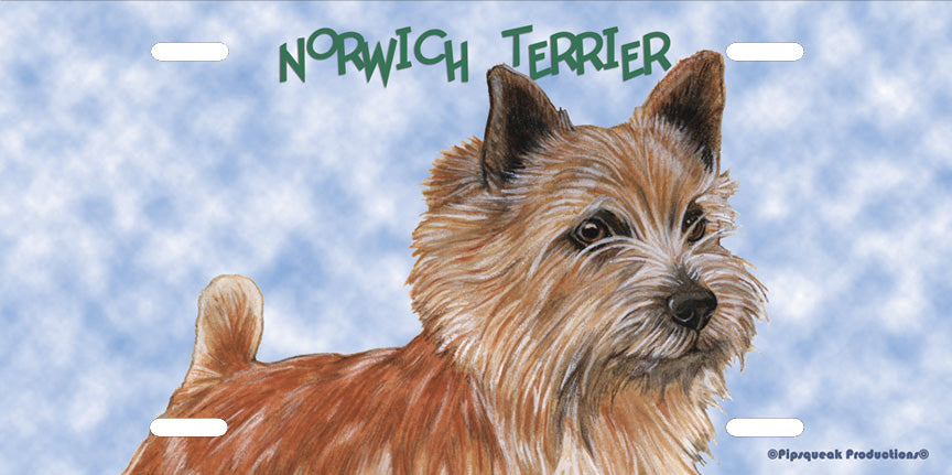 Norwich Terrier License Plate, Car Accessory, Auto Tag, Bedroom Sign, Fun Dog Lover Gift - Pipsqueakproductions