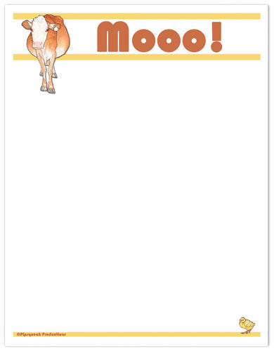 Cow Printable Stationery, Writing Paper, 8.5” x 11” 25 Sheets and 25 Envelopes - Pipsqueakproductions