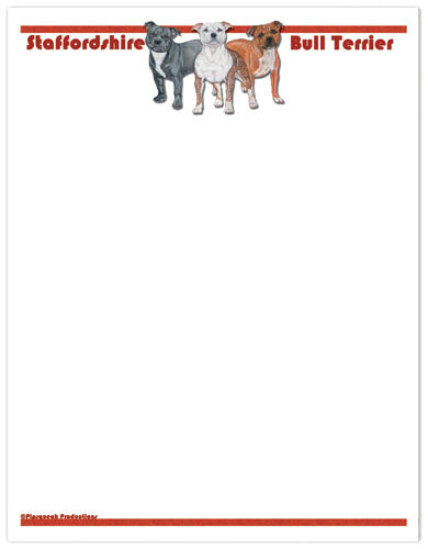 Staffordshire Bull Terrier Printable Stationery, Writing Paper, 8.5” x 11” 25 Sheets and 25 Envelopes - Pipsqueakproductions