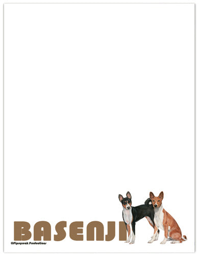 Basenji Printable Stationery, Writing Paper, 8.5” x 11” 25 Sheets and 25 Envelopes - Pipsqueakproductions