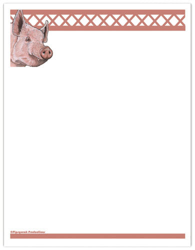 Pig Lover Printable Stationery, Writing Paper, 8.5” x 11” 25 Sheets and 25 Envelopes - Pipsqueakproductions