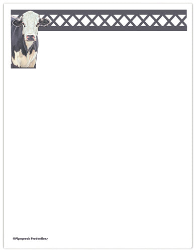 Cow Black and White Holstein Printable Stationery, Writing Paper, 8.5” x 11” 25 Sheets and 25 Envelopes - Pipsqueakproductions