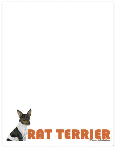 Rat Terrier Printable Stationery, Writing Paper, 8.5” x 11” 25 Sheets and 25 Envelopes - Pipsqueakproductions