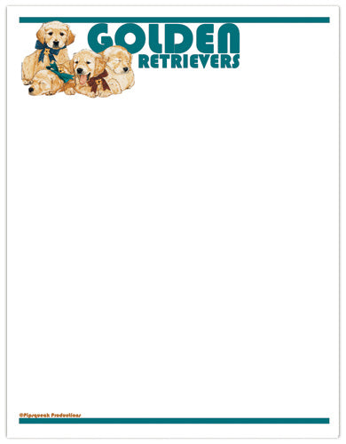 Golden Retriever Printable Stationery, Writing Paper, 8.5” x 11” 25 Sheets and 25 Envelopes - Pipsqueakproductions