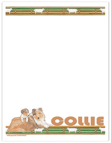 Collie Printable Stationery, Writing Paper, 8.5” x 11” 25 Sheets and 25 Envelopes - Pipsqueakproductions