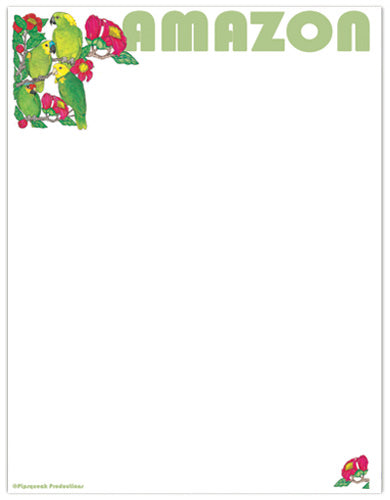 Amazon Parrot Printable Stationery, Writing Paper, 8.5” x 11” 25 Sheets and 25 Envelopes - Pipsqueakproductions