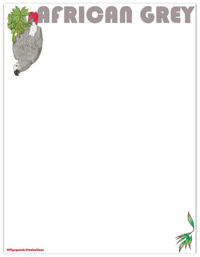 African Grey Parrot Printable Stationery, Writing Paper, 8.5” x 11” 25 Sheets and 25 Envelopes - Pipsqueakproductions