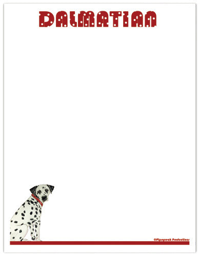 Dalmatian Printable Stationery, Writing Paper, 8.5” x 11” 25 Sheets and 25 Envelopes - Pipsqueakproductions
