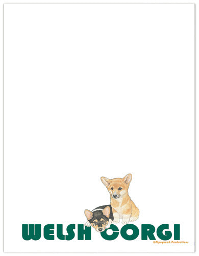 Corgi Pembroke Welsh Printable Stationery, Writing Paper, 8.5” x 11” 25 Sheets and 25 Envelopes - Pipsqueakproductions