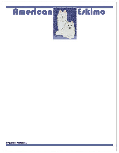 American Eskimo Printable Stationery, Writing Paper, 8.5” x 11” 25 Sheets and 25 Envelopes - Pipsqueakproductions