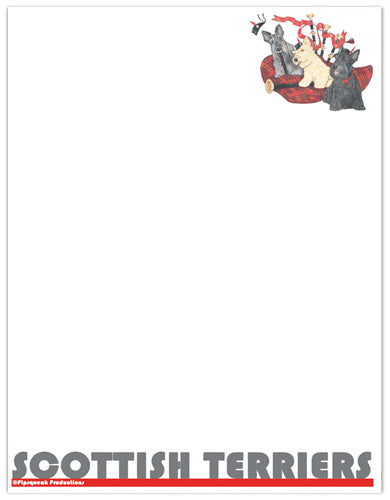 Scottish Terrier Printable Stationery, Writing Paper, 8.5” x 11” 25 Sheets and 25 Envelopes - Pipsqueakproductions