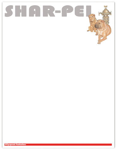 Shar Pei Printable Stationery, Writing Paper, 8.5” x 11” 25 Sheets and 25 Envelopes - Pipsqueakproductions