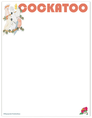 Cockatoo Parrot Printable Stationery, Writing Paper, 8.5” x 11” 25 Sheets and 25 Envelopes - Pipsqueakproductions