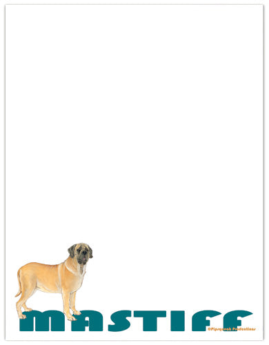 Mastiff Printable Stationery, Writing Paper, 8.5” x 11” 25 Sheets and 25 Envelopes - Pipsqueakproductions