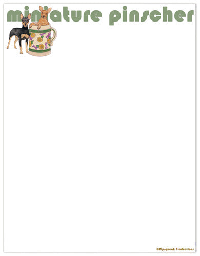 Miniature Pinscher Printable Stationery, Writing Paper, 8.5” x 11” 25 Sheets and 25 Envelopes - Pipsqueakproductions