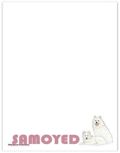 Samoyed Printable Stationery, Writing Paper, 8.5” x 11” 25 Sheets and 25 Envelopes - Pipsqueakproductions