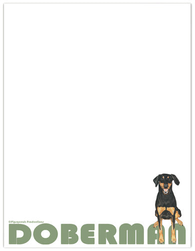 Doberman Pincher Printable Stationery, Writing Paper, 8.5” x 11” 25 Sheets and 25 Envelopes - Pipsqueakproductions