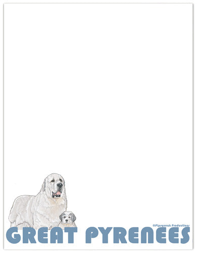 Great Pyrenees Printable Stationery, Writing Paper, 8.5” x 11” 25 Sheets and 25 Envelopes - Pipsqueakproductions
