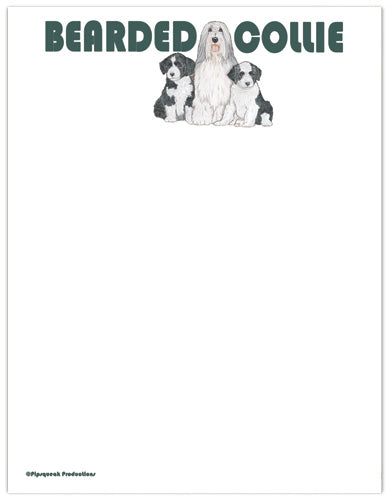 Bearded Collie Printable Stationery, Writing Paper, 8.5” x 11” 25 Sheets and 25 Envelopes - Pipsqueakproductions