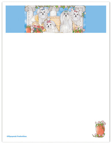 Maltese Printable Stationery, Writing Paper, 8.5” x 11” 25 Sheets and 25 Envelopes - Pipsqueakproductions
