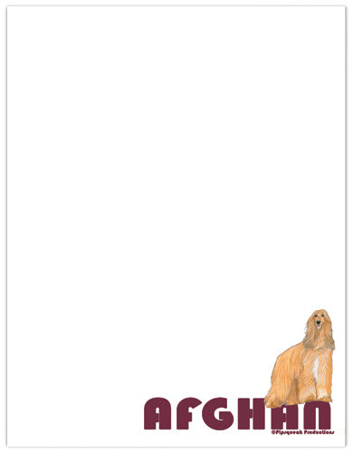 Afghan Hound Printable Stationery, Writing Paper, 8.5” x 11” 25 Sheets and 25 Envelopes - Pipsqueakproductions