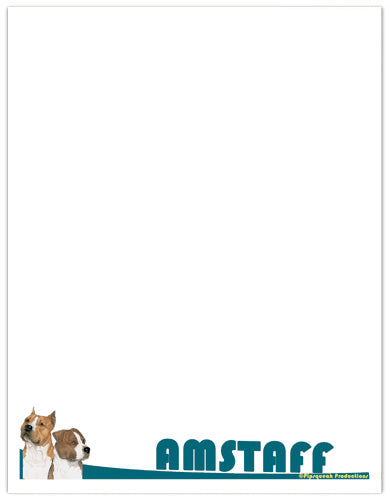 American Staffordshire Terrier  Printable Stationery, Writing Paper, 8.5” x 11” 25 Sheets and 25 Envelopes - Pipsqueakproductions