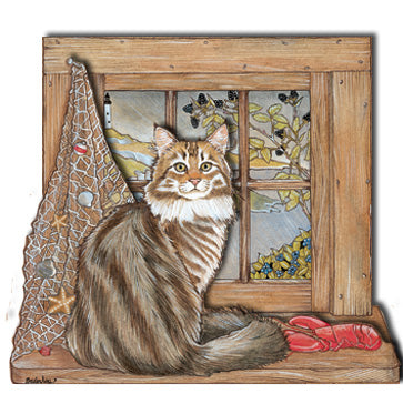 Maine Coon Cat 2D Wooden Magnet - Pipsqueakproductions