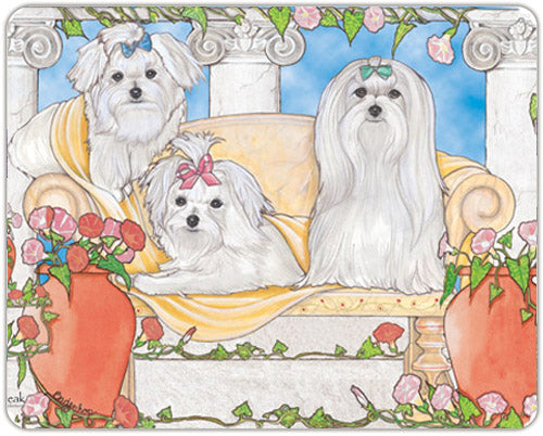 Maltese Cutting Board Tempered Glass, Pet Placemat, 11.5" x 15.5" - Pipsqueakproductions