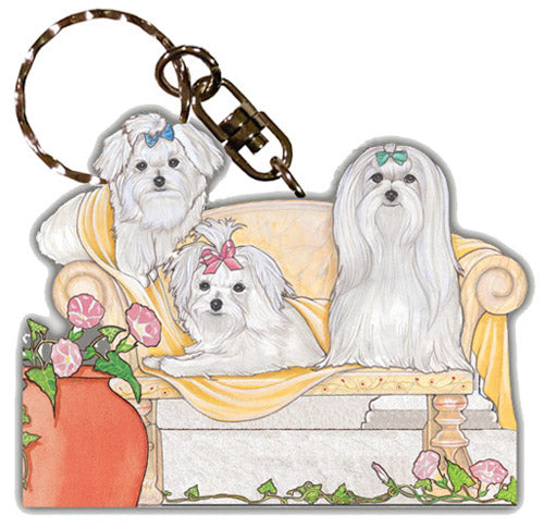 Maltese Keychain Wooden - Pipsqueakproductions
